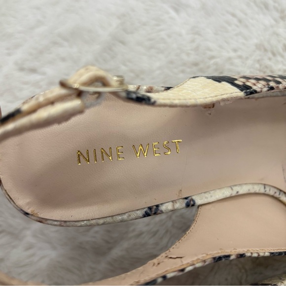 Nine West Black and Cream Snakeskin Peep toe High Heels Size 7 - Picture 9 of 15